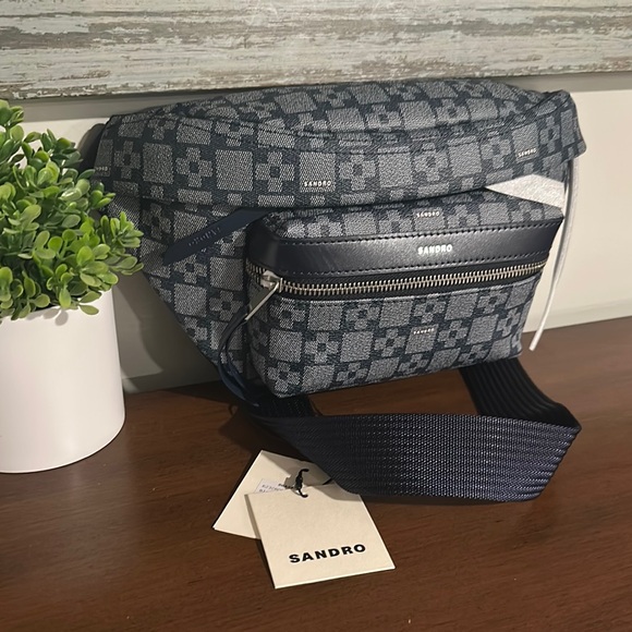 Sandro Navy Blue Patterned Crossbody Bag - Picture 1 of 10